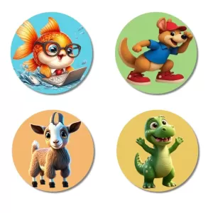Tiger, Crab, Penguin, And Hedgehog. Fridge Magnets – 4 Piece Set | 3 Inch Round Wall Fridge Decor (F22931) Tiger, Crab, Penguin, And Hedgehog. Fridge Magnets – 4 Piece Set | 3 Inch Round Wall Fridge Decor (F22931)