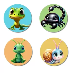 Lizard, Scorpion, Grasshopper, And Snail. Fridge Magnets – 4 Piece Set | 3 Inch Round Wall Fridge Decor (F22943) Lizard, Scorpion, Grasshopper, And Snail. Fridge Magnets – 4 Piece Set | 3 Inch Round Wall Fridge Decor (F22943)