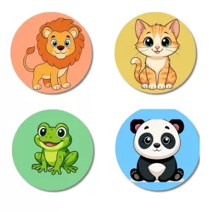 Lion, Cat, Frog, And Panda. Fridge Magnets – 4 Piece Set | 3 Inch Round Wall Fridge Decor (F22950) Lion, Cat, Frog, And Panda. Fridge Magnets – 4 Piece Set | 3 Inch Round Wall Fridge Decor (F22950)