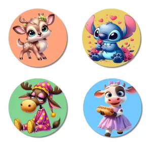 Deer, Alien, Moose, And Cow. Fridge Magnets – 4 Piece Set | 3 Inch Round Wall Fridge Decor (F22951) Deer, Alien, Moose, And Cow. Fridge Magnets – 4 Piece Set | 3 Inch Round Wall Fridge Decor (F22951)