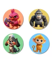 Bird, Gorilla, Dog, And Monkey. Fridge Magnets – 4 Piece Set | 3 Inch Round Wall Fridge Decor (F22974) Bird, Gorilla, Dog, And Monkey. Fridge Magnets – 4 Piece Set | 3 Inch Round Wall Fridge Decor (F22974)