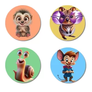 Sloth, Quokka, Snail, And Mouse. Fridge Magnets – 4 Piece Set | 3 Inch Round Wall Fridge Decor (F22981) Sloth, Quokka, Snail, And Mouse. Fridge Magnets – 4 Piece Set | 3 Inch Round Wall Fridge Decor (F22981)