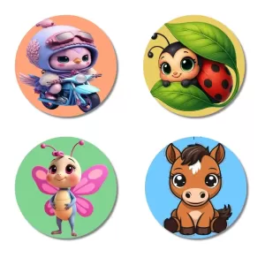 Alien, Ladybug, Butterfly, And Horse. Fridge Magnets – 4 Piece Set | 3 Inch Round Wall Fridge Decor (F22984) Alien, Ladybug, Butterfly, And Horse. Fridge Magnets – 4 Piece Set | 3 Inch Round Wall Fridge Decor (F22984)