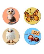 Eagle, Butterfly, Bird, And Ant. Fridge Magnets Ã¢â‚¬â€œ 4 Piece Set | 3 Inch Round Wall Fridge Decor (F23014)