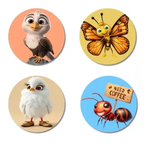 Eagle, Butterfly, Bird, And Ant. Fridge Magnets – 4 Piece Set | 3 Inch Round Wall Fridge Decor (F23014) Eagle, Butterfly, Bird, And Ant. Fridge Magnets – 4 Piece Set | 3 Inch Round Wall Fridge Decor (F23014)