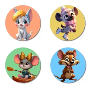Chinchilla, Hyena, Mouse, And Rat. Fridge Magnets – 4 Piece Set | 3 Inch Round Wall Fridge Decor (F23034) Chinchilla, Hyena, Mouse, And Rat. Fridge Magnets – 4 Piece Set | 3 Inch Round Wall Fridge Decor (F23034)