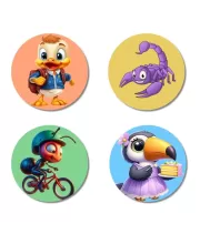 Duck, Scorpion, Ant, And Toucan. Fridge Magnets Ã¢â‚¬â€œ 4 Piece Set | 3 Inch Round Wall Fridge Decor (F23041)