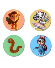 Lion, Dog, Centipede, And Ladybug. Fridge Magnets Ã¢â‚¬â€œ 4 Piece Set | 3 Inch Round Wall Fridge Decor (F23042)