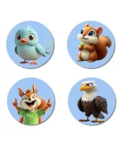 Bird, Squirrel, Chipmunk, And Eagle. Fridge Magnets – 4 Piece Set | 3 Inch Round Wall Fridge Decor (F23061) Bird, Squirrel, Chipmunk, And Eagle. Fridge Magnets – 4 Piece Set | 3 Inch Round Wall Fridge Decor (F23061)