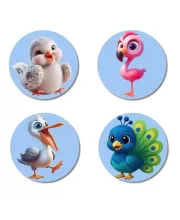 Bird, Flamingo, Pelican, And Peacock. Fridge Magnets – 4 Piece Set | 3 Inch Round Wall Fridge Decor (F23085) Bird, Flamingo, Pelican, And Peacock. Fridge Magnets – 4 Piece Set | 3 Inch Round Wall Fridge Decor (F23085)