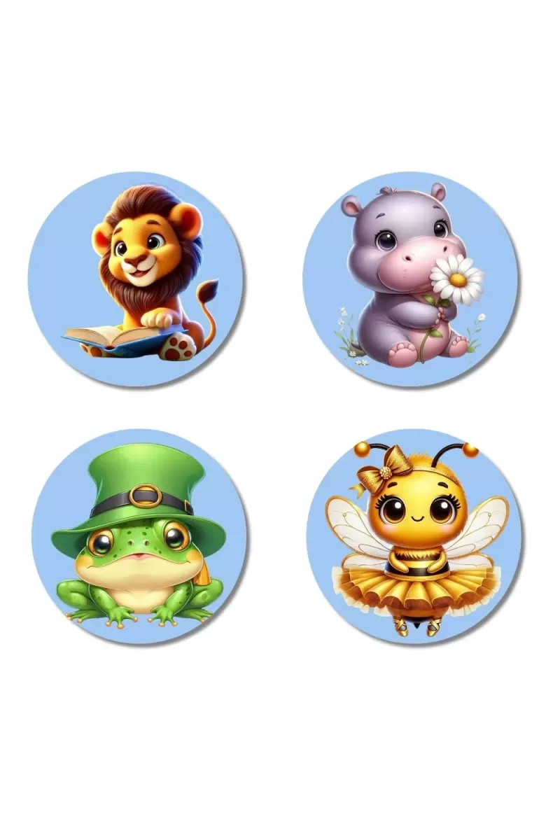 Lion,reho/frog,bee Fridge Magnets Ã¢â‚¬â€œ 4 Piece Set | 3 Inch Round Wall Fridge Decor (F23149)