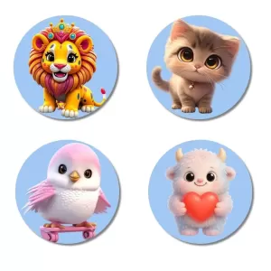 Lion, Kitten, Pink Owl, Yeti Fridge Magnets – 4 Piece Set | 3 Inch Round Wall Fridge Decor (F23152) Lion, Kitten, Pink Owl, Yeti Fridge Magnets – 4 Piece Set | 3 Inch Round Wall Fridge Decor (F23152)