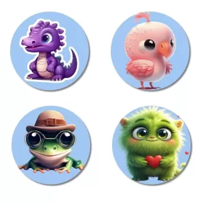 Dragon, Flamingo, Frog, Monster Fridge Magnets – 4 Piece Set | 3 Inch Round Wall Fridge Decor (F23153) Dragon, Flamingo, Frog, Monster Fridge Magnets – 4 Piece Set | 3 Inch Round Wall Fridge Decor (F23153)