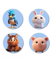 Blue Jay, Rabbit, Horse, Piglet Fridge Magnets – 4 Piece Set | 3 Inch Round Wall Fridge Decor (F23157) Blue Jay, Rabbit, Horse, Piglet Fridge Magnets – 4 Piece Set | 3 Inch Round Wall Fridge Decor (F23157)