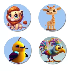 Blue Jay, Rabbit, Horse, Piglet Fridge Magnets – 4 Piece Set | 3 Inch Round Wall Fridge Decor (F23158) Blue Jay, Rabbit, Horse, Piglet Fridge Magnets – 4 Piece Set | 3 Inch Round Wall Fridge Decor (F23158)