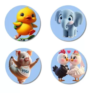 Duckling, Elephant, Pig, Chickens Fridge Magnets – 4 Piece Set | 3 Inch Round Wall Fridge Decor (F23166) Duckling, Elephant, Pig, Chickens Fridge Magnets – 4 Piece Set | 3 Inch Round Wall Fridge Decor (F23166)