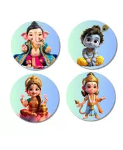 Ganesha, Krishna, Lakshmi, Hanuman Fridge Magnets Ã¢â‚¬â€œ 4 Piece Set | 3 Inch Round Wall Fridge Decor (F23169)