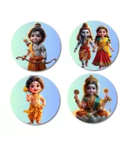 Rama, Shiva-Parvati, Krishna, Lakshmi Fridge Magnets Ã¢â‚¬â€œ 4 Piece Set | 3 Inch Round Wall Fridge Decor (F23180)