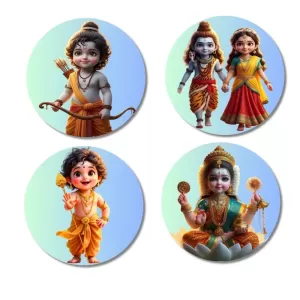 Rama, Shiva-Parvati, Krishna, Lakshmi Fridge Magnets – 4 Piece Set | 3 Inch Round Wall Fridge Decor (F23180) Rama, Shiva-Parvati, Krishna, Lakshmi Fridge Magnets – 4 Piece Set | 3 Inch Round Wall Fridge Decor (F23180)
