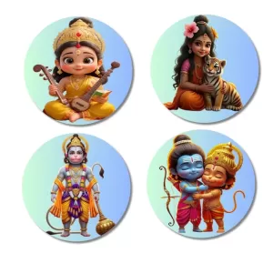Rama, Krishna, Lakshmi, Ganesha Fridge Magnets – 4 Piece Set | 3 Inch Round Wall Fridge Decor (F23181) Rama, Krishna, Lakshmi, Ganesha Fridge Magnets – 4 Piece Set | 3 Inch Round Wall Fridge Decor (F23181)