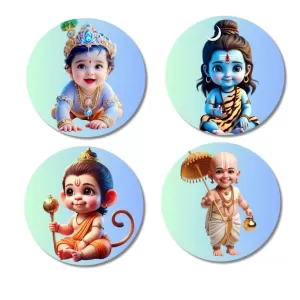 Krishna, Shiva, Hanuman, Vamana Fridge Magnets – 4 Piece Set | 3 Inch Round Wall Fridge Decor (F23182) Krishna, Shiva, Hanuman, Vamana Fridge Magnets – 4 Piece Set | 3 Inch Round Wall Fridge Decor (F23182)