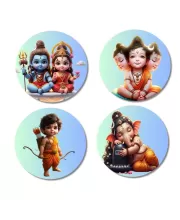Krishna, Shiva, Ganesha, Datta Fridge Magnets Ã¢â‚¬â€œ 4 Piece Set | 3 Inch Round Wall Fridge Decor (F23184)