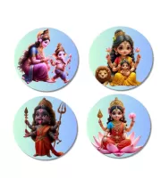 Maa Kali, Maa Durga, Maa Parvati & Maa Lakshmi Fridge Magnets Ã¢â‚¬â€œ 4 Piece Set | 3 Inch Round Wall Fridge Decor (F23185)