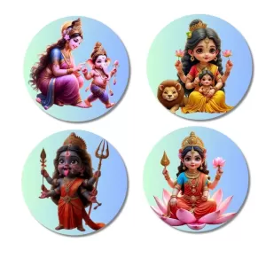 Maa Kali, Maa Durga, Maa Parvati & Maa Lakshmi Fridge Magnets – 4 Piece Set | 3 Inch Round Wall Fridge Decor (F23185) Maa Kali, Maa Durga, Maa Parvati & Maa Lakshmi Fridge Magnets – 4 Piece Set | 3 Inch Round Wall Fridge Decor (F23185)