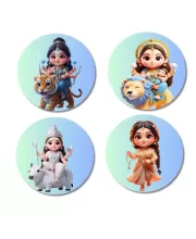 Maa Durga, Maa Lakshmi, Maa Saraswati, Maa Parvati Fridge Magnets Ã¢â‚¬â€œ 4 Piece Set | 3 Inch Round Wall Fridge Decor (F23187)