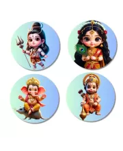Shiva, Radha, Ganesha, Hanuman Fridge Magnets Ã¢â‚¬â€œ 4 Piece Set | 3 Inch Round Wall Fridge Decor (F23177)