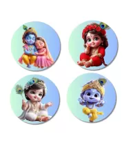 Radha And Krishna Fridge Magnets Ã¢â‚¬â€œ 4 Piece Set | 3 Inch Round Wall Fridge Decor (F23189)