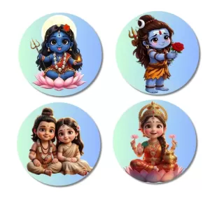 Kali-Mahadev-SankarParvti- Fridge Magnets – 4 Piece Set | 3 Inch Round Wall Fridge Decor (F23192) Kali-Mahadev-SankarParvti- Fridge Magnets – 4 Piece Set | 3 Inch Round Wall Fridge Decor (F23192)
