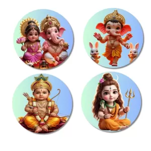 Lakshmi, Ganesha, Rama, And Shiva. Fridge Magnets – 4 Piece Set | 3 Inch Round Wall Fridge Decor (F23196) Lakshmi, Ganesha, Rama, And Shiva. Fridge Magnets – 4 Piece Set | 3 Inch Round Wall Fridge Decor (F23196)