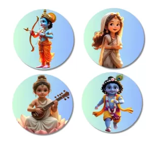 Shiva, Shakti, Ganesha, Kartikeya, And Krishna. Fridge Magnets – 4 Piece Set | 3 Inch Round Wall Fridge Decor (F23198) Shiva, Shakti, Ganesha, Kartikeya, And Krishna. Fridge Magnets – 4 Piece Set | 3 Inch Round Wall Fridge Decor (F23198)