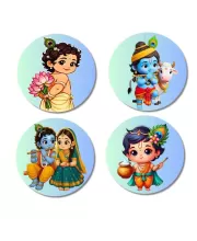 Krishna And Radha. Fridge Magnets Ã¢â‚¬â€œ 4 Piece Set | 3 Inch Round Wall Fridge Decor (F23201)