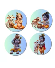 Krishna. Fridge Magnets Ã¢â‚¬â€œ 4 Piece Set | 3 Inch Round Wall Fridge Decor (F23203)