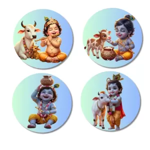 Krishna. Fridge Magnets – 4 Piece Set | 3 Inch Round Wall Fridge Decor (F23203) Krishna. Fridge Magnets – 4 Piece Set | 3 Inch Round Wall Fridge Decor (F23203)