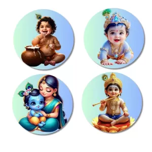 Krishna And Yashoda. Fridge Magnets – 4 Piece Set | 3 Inch Round Wall Fridge Decor (F23204) Krishna And Yashoda. Fridge Magnets – 4 Piece Set | 3 Inch Round Wall Fridge Decor (F23204)