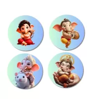 Hanuman, Ganesha, Rama, And Krishna. Fridge Magnets Ã¢â‚¬â€œ 4 Piece Set | 3 Inch Round Wall Fridge Decor (F23205)