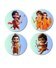 Rama And Sita Fridge Magnets Ã¢â‚¬â€œ 4 Piece Set | 3 Inch Round Wall Fridge Decor (F23207)