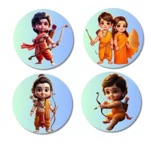 Rama And Sita Fridge Magnets – 4 Piece Set | 3 Inch Round Wall Fridge Decor (F23207) Rama And Sita Fridge Magnets – 4 Piece Set | 3 Inch Round Wall Fridge Decor (F23207)