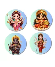Maa Durga, Maa Lakshmi, Maa Kali, Maa Parvati Fridge Magnets Ã¢â‚¬â€œ 4 Piece Set | 3 Inch Round Wall Fridge Decor (F23211)