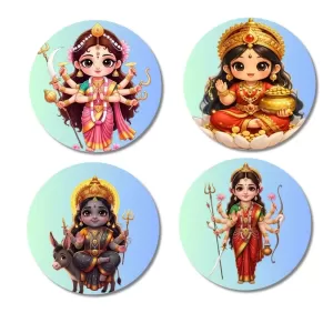 Maa Durga, Maa Lakshmi, Maa Kali, Maa Parvati Fridge Magnets – 4 Piece Set | 3 Inch Round Wall Fridge Decor (F23211) Maa Durga, Maa Lakshmi, Maa Kali, Maa Parvati Fridge Magnets – 4 Piece Set | 3 Inch Round Wall Fridge Decor (F23211)