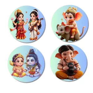 Krishna And Radha, Hanuman Fridge Magnets – 4 Piece Set | 3 Inch Round Wall Fridge Decor (F23213) Krishna And Radha, Hanuman Fridge Magnets – 4 Piece Set | 3 Inch Round Wall Fridge Decor (F23213)