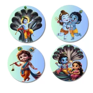 Krishna Fridge Magnets – 4 Piece Set | 3 Inch Round Wall Fridge Decor (F23214) Krishna Fridge Magnets – 4 Piece Set | 3 Inch Round Wall Fridge Decor (F23214)