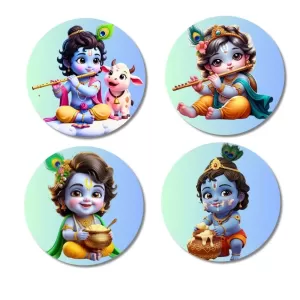 Krishna Fridge Magnets – 4 Piece Set | 3 Inch Round Wall Fridge Decor (F23216) Krishna Fridge Magnets – 4 Piece Set | 3 Inch Round Wall Fridge Decor (F23216)