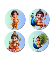 Kartikeya Fridge Magnets Ã¢â‚¬â€œ 4 Piece Set | 3 Inch Round Wall Fridge Decor (F23217)