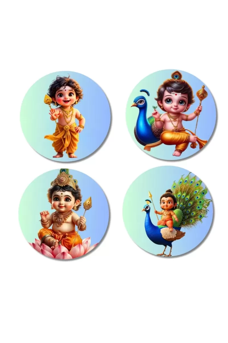 Kartikeya Fridge Magnets Ã¢â‚¬â€œ 4 Piece Set | 3 Inch Round Wall Fridge Decor (F23217)