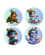 Lord Vishnu Avatar Fridge Magnets Ã¢â‚¬â€œ 4 Piece Set | 3 Inch Round Wall Fridge Decor (F23218)