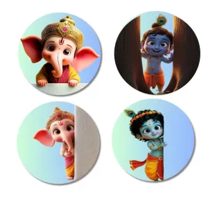 Ganesha, Krishna, Ganesha, Krishna Fridge Magnets – 4 Piece Set | 3 Inch Round Wall Fridge Decor (F23225) Ganesha, Krishna, Ganesha, Krishna Fridge Magnets – 4 Piece Set | 3 Inch Round Wall Fridge Decor (F23225)